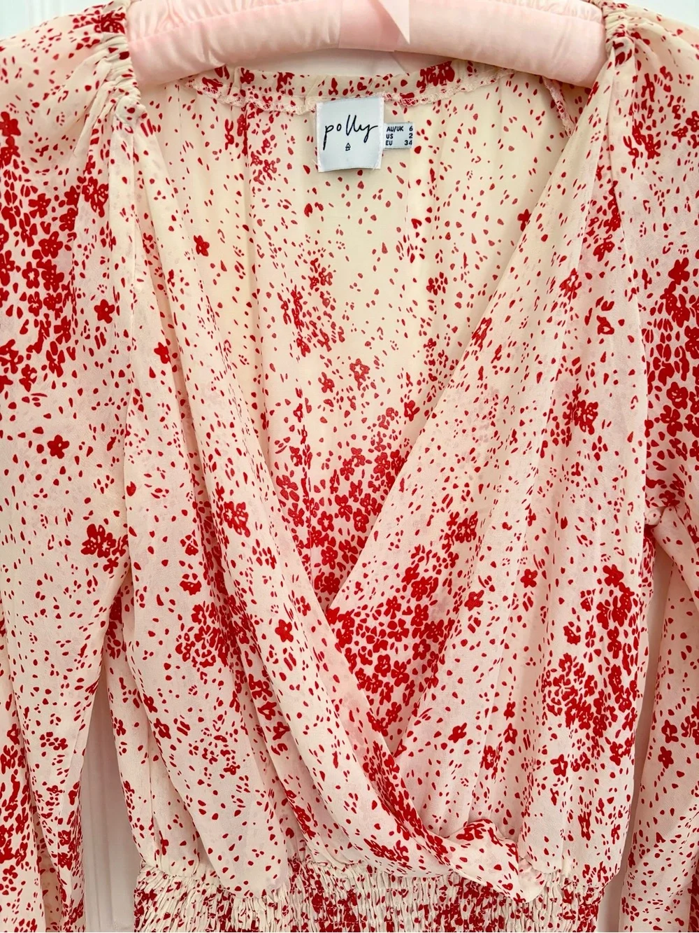 Princess Polly Altona Mini Dress floral Cream & Red Fairycore Romantic - Picture 4 of 6